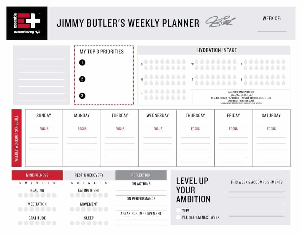 Jimmy Butler Weekly Planner