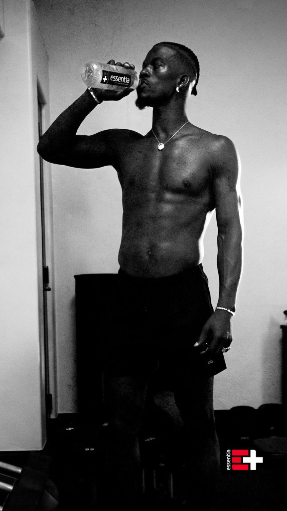 Jimmy Butler drinking Essentia Water for supercharged hydration