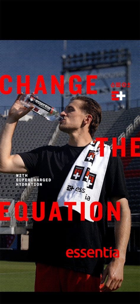 Lucas Bartlett drinking Essentia Wallpaper